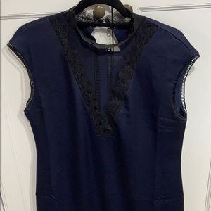 Navy dress with black lace